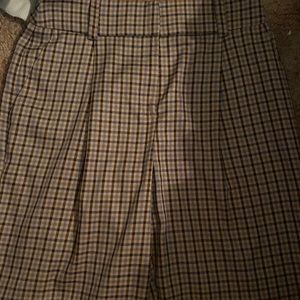 Black blue and tan pleated pants